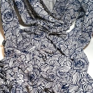 Navy & White Wrap Dress